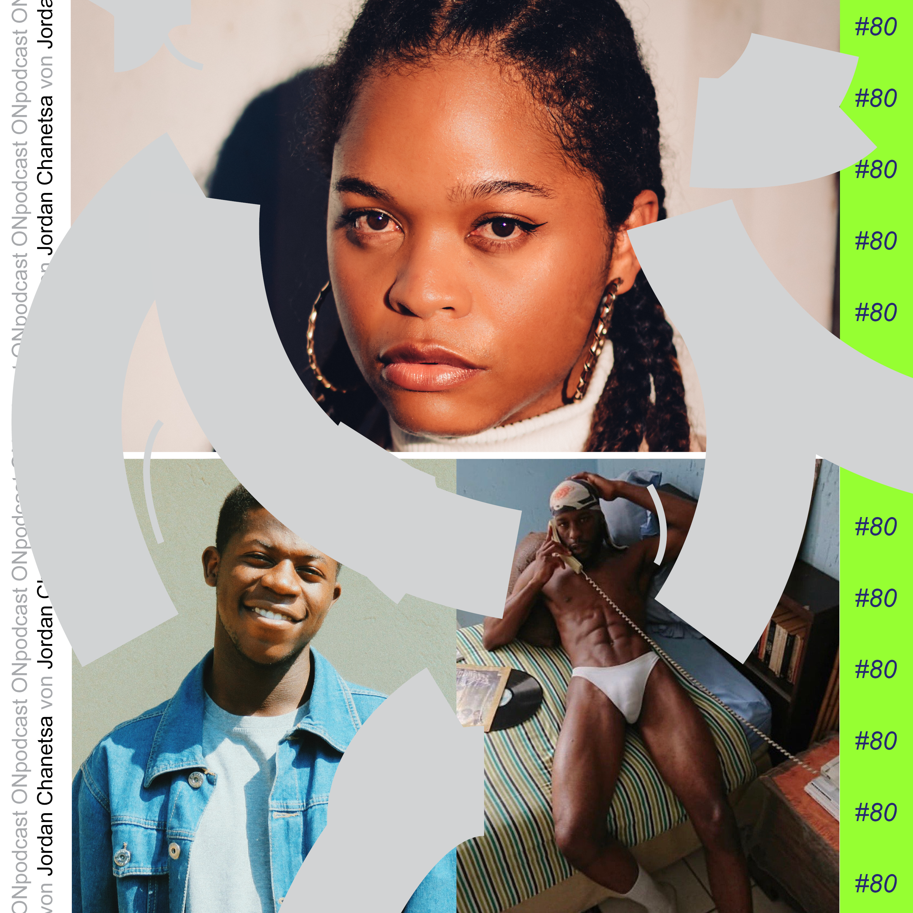 ONpodcast Cover mit Porträtfotos von Jordan Chanetsa, Tapiwa und Francis Buseko.
